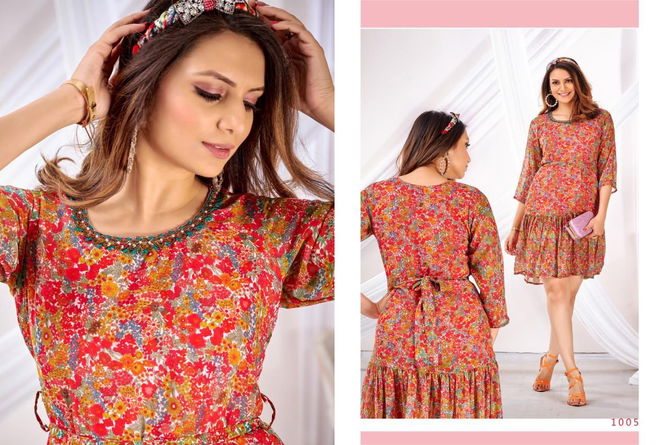 Wild Flower By Poonam Georgette Kurti Catalog